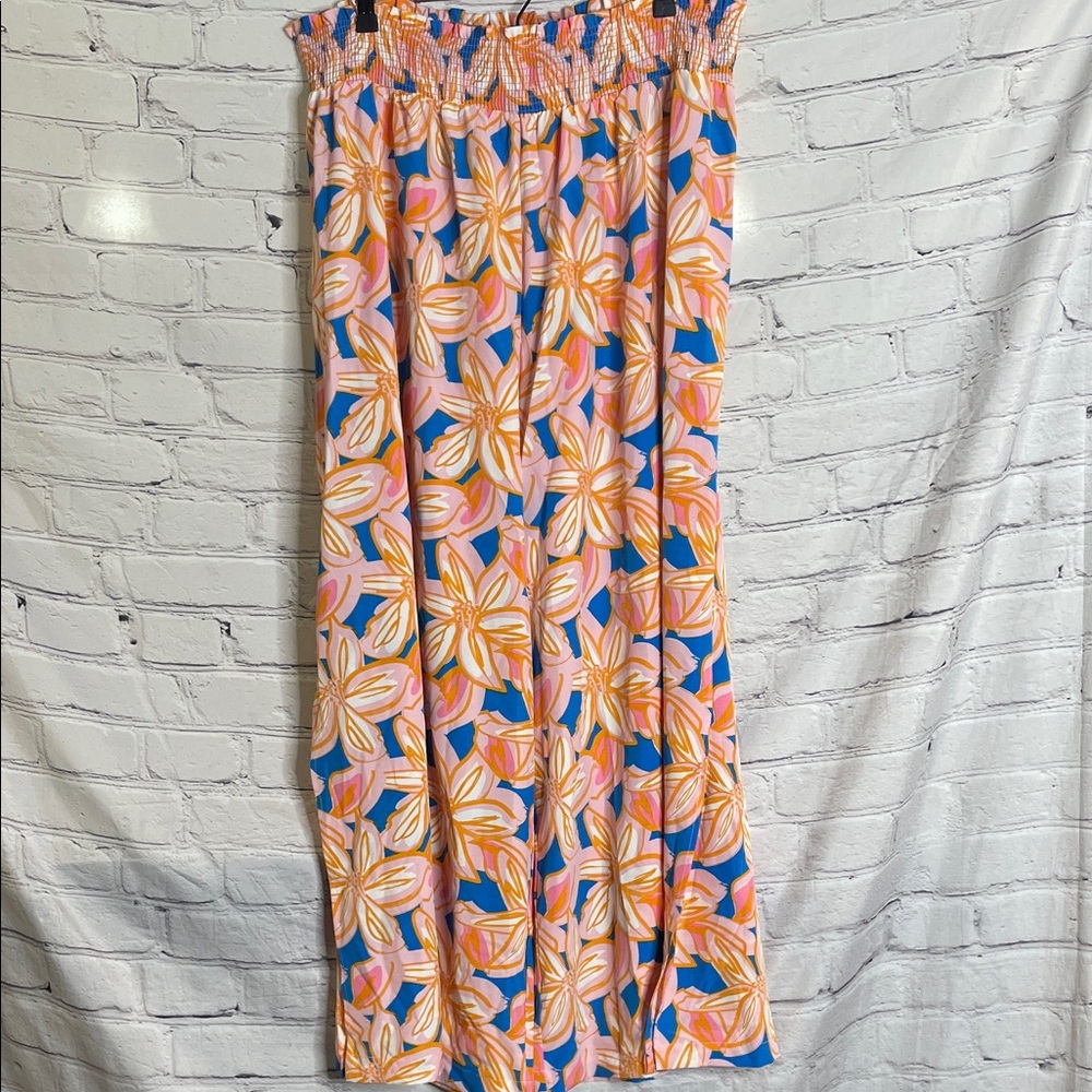 Michelle McDowell Floral Elastic Big Leg Pants Size XX-Large Excellent Condition